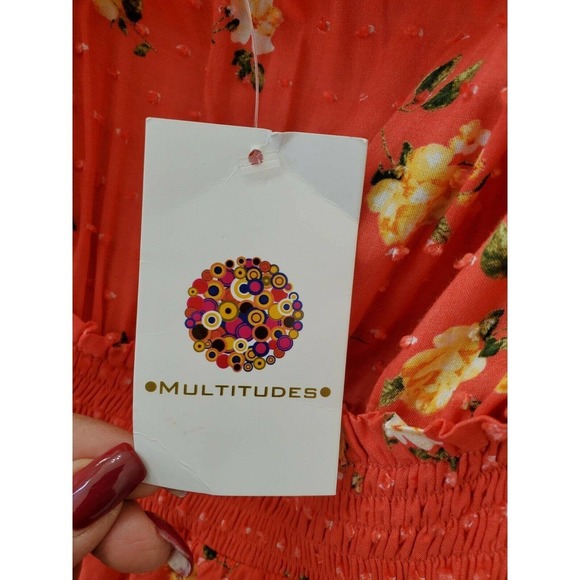 Favlux Women's Red 100% Rayon Ruffle Swiss Dot Floral Casual Romper Size Large - Picture 6 of 16